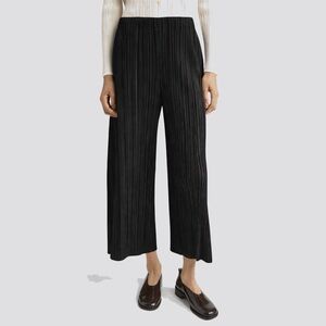 Joie Black Plisse Pleated Wide-Leg Pants